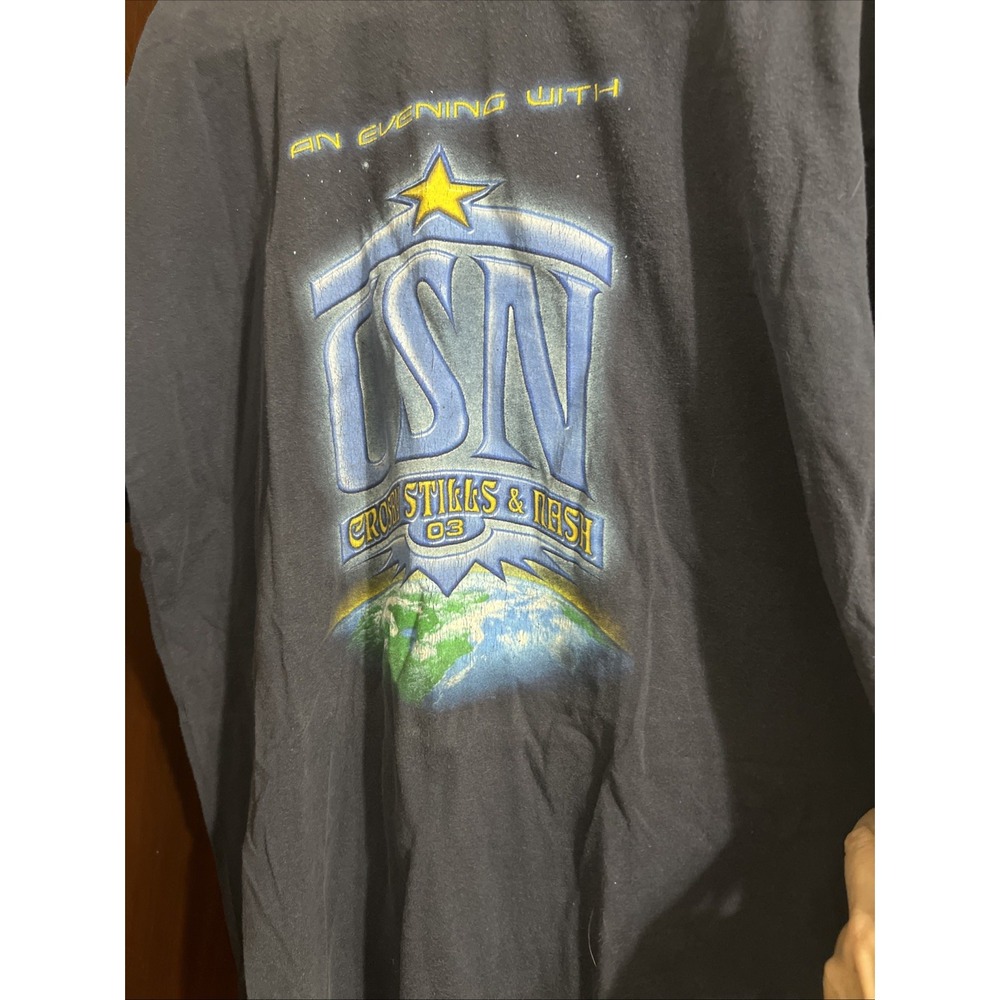 AUTHENTIC Vintage 2003 XL Crosby Stills and Nash Tour Concert Crew Shirt